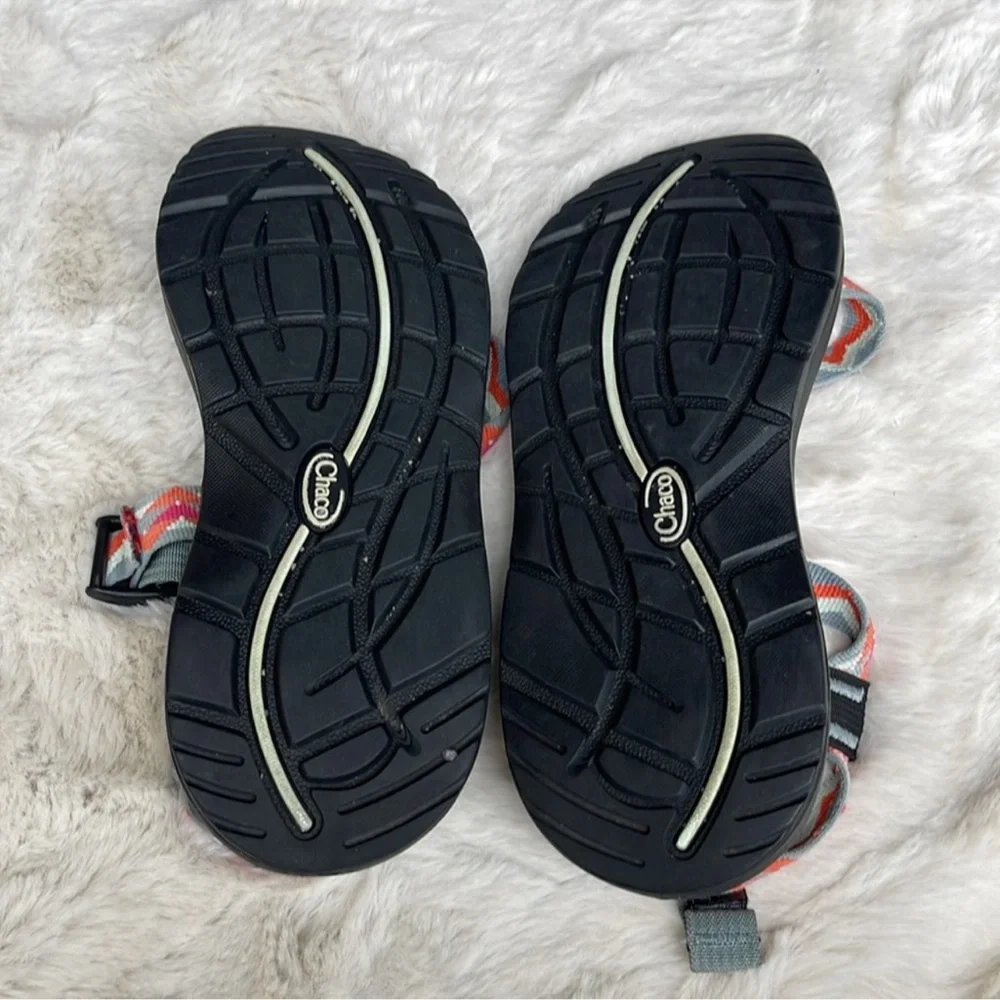 Chaco Women's Sandals Black with Pink and Orange Chevron Straps